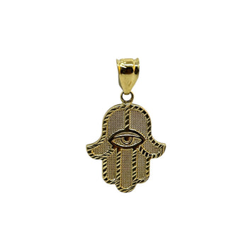 Pendant Charm Yellow Gold 10k. Hamsa Hand