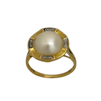 Ring 14k Solid Gold. Cultured pearl