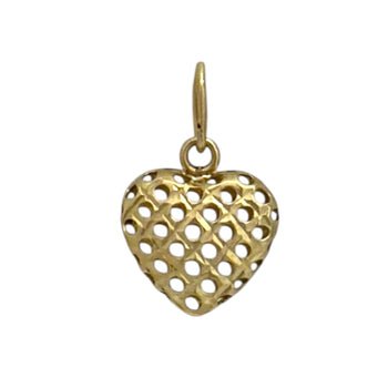 Pendant solid gold 10k. Mesh cage heart