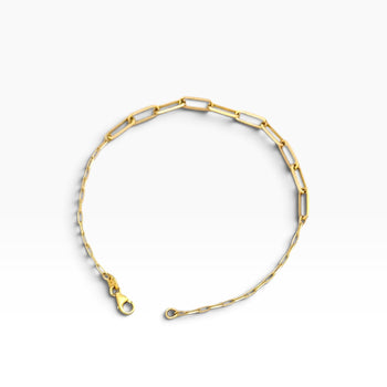 Bracelet 14k Solid gold. Paper clip Link