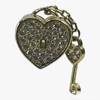 Charm Yellow Gold 14k. Heart and key