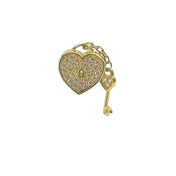 Charm Yellow Gold 14k. Heart and key