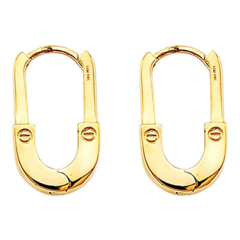 Earrings Yellow Gold 14k. Paperclip