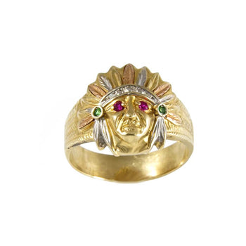 RING GOLD 14KT TRI-COLORS WITH CUBIC ZIRCONIA