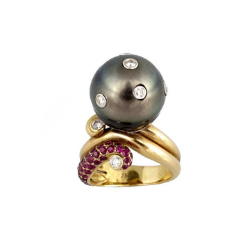 RING YELLOW GOLD 18KT WITH PEARLS